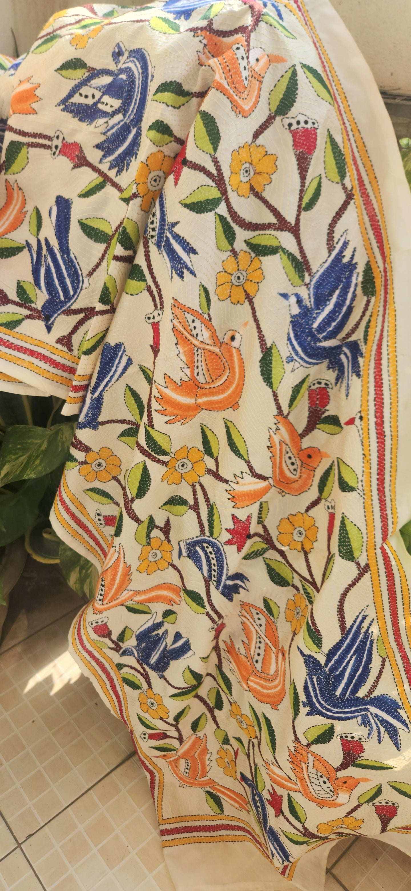 HAND EMBROIDERY STOLE - BIRDS