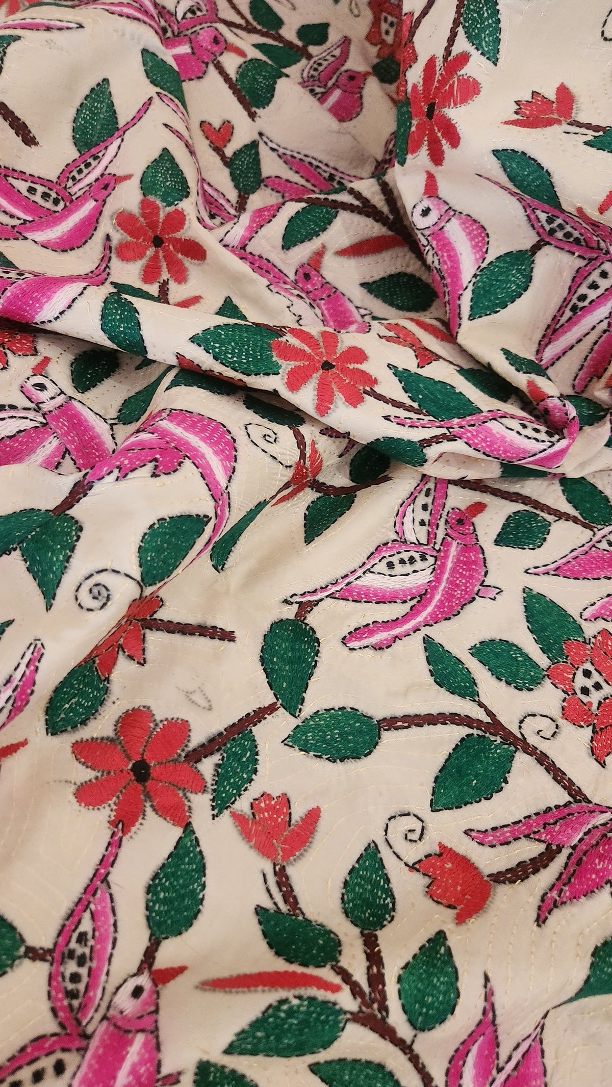 birds kantha dupatta handmade dupatta shekantha iTokri Indian gifts deigner dupatta