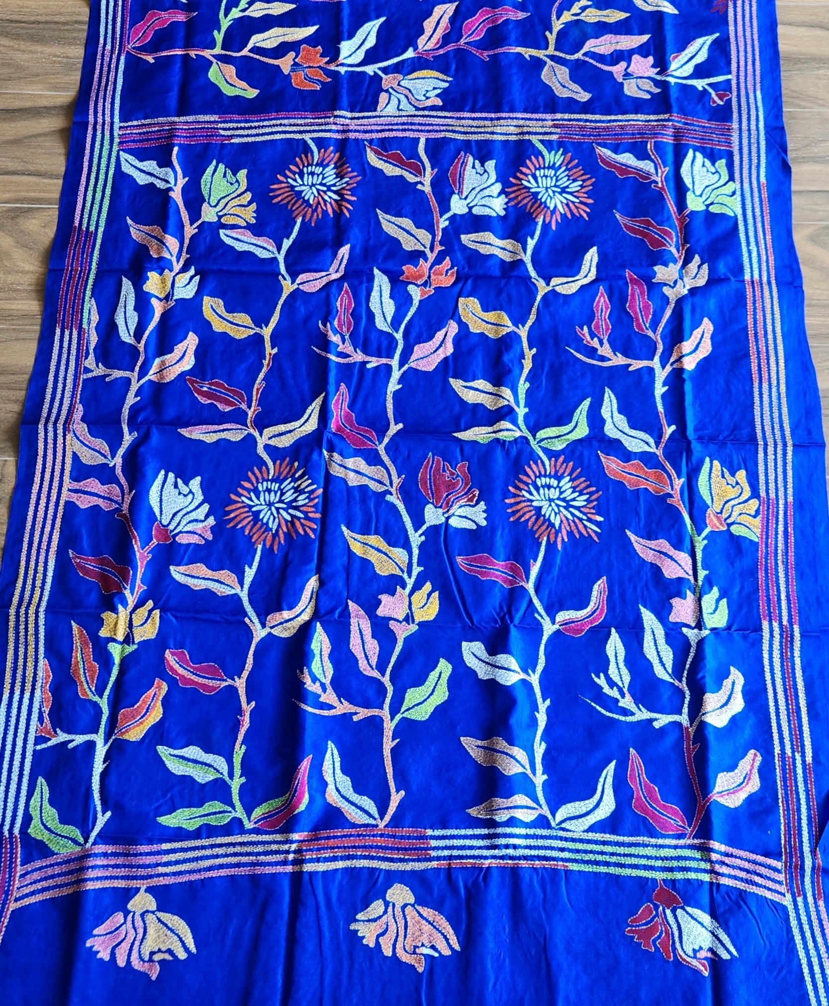 blue saree kantha saree Dandelion saree designer saree silk saree 