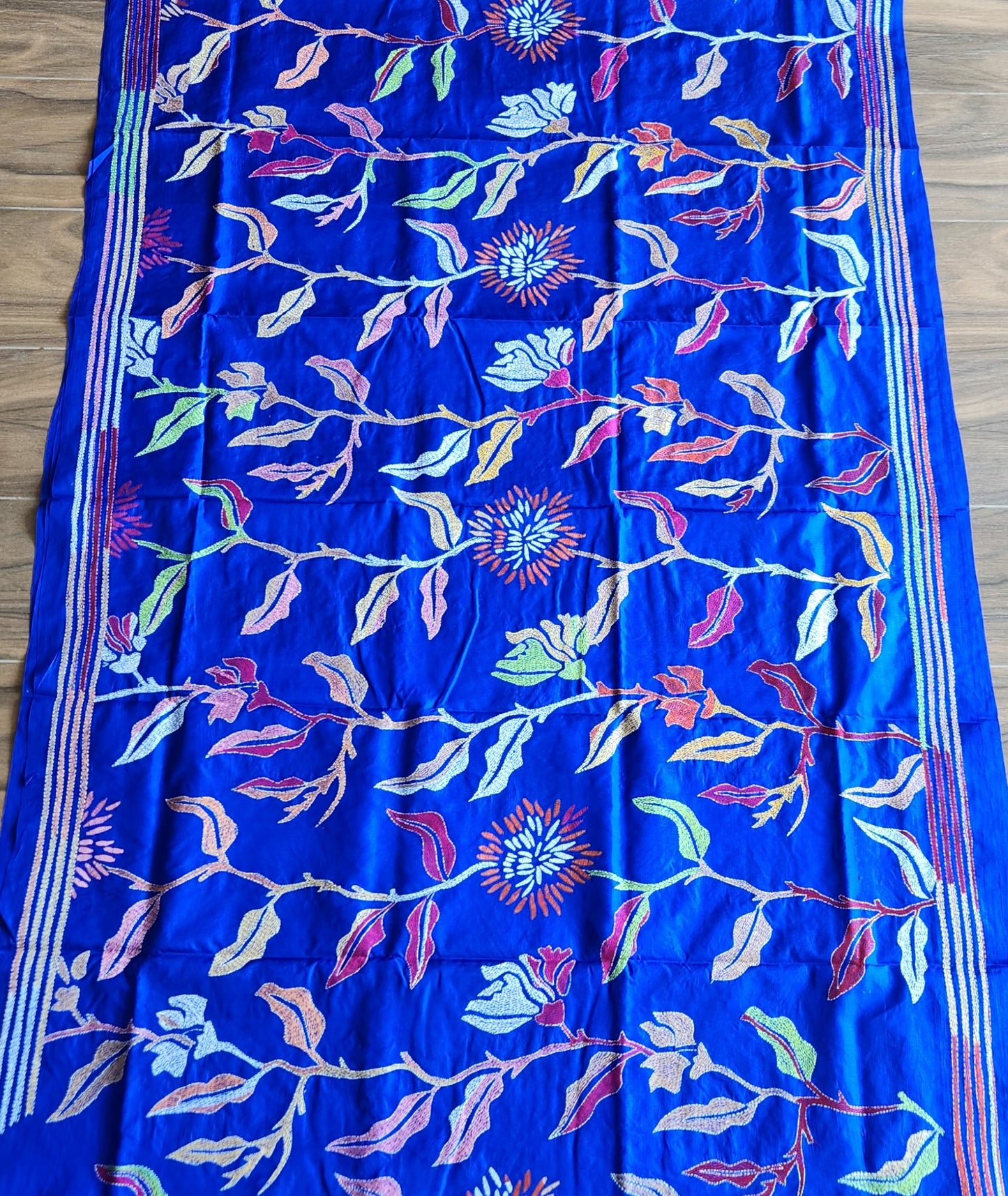 blue saree kantha saree Dandelion saree designer saree silk saree 
