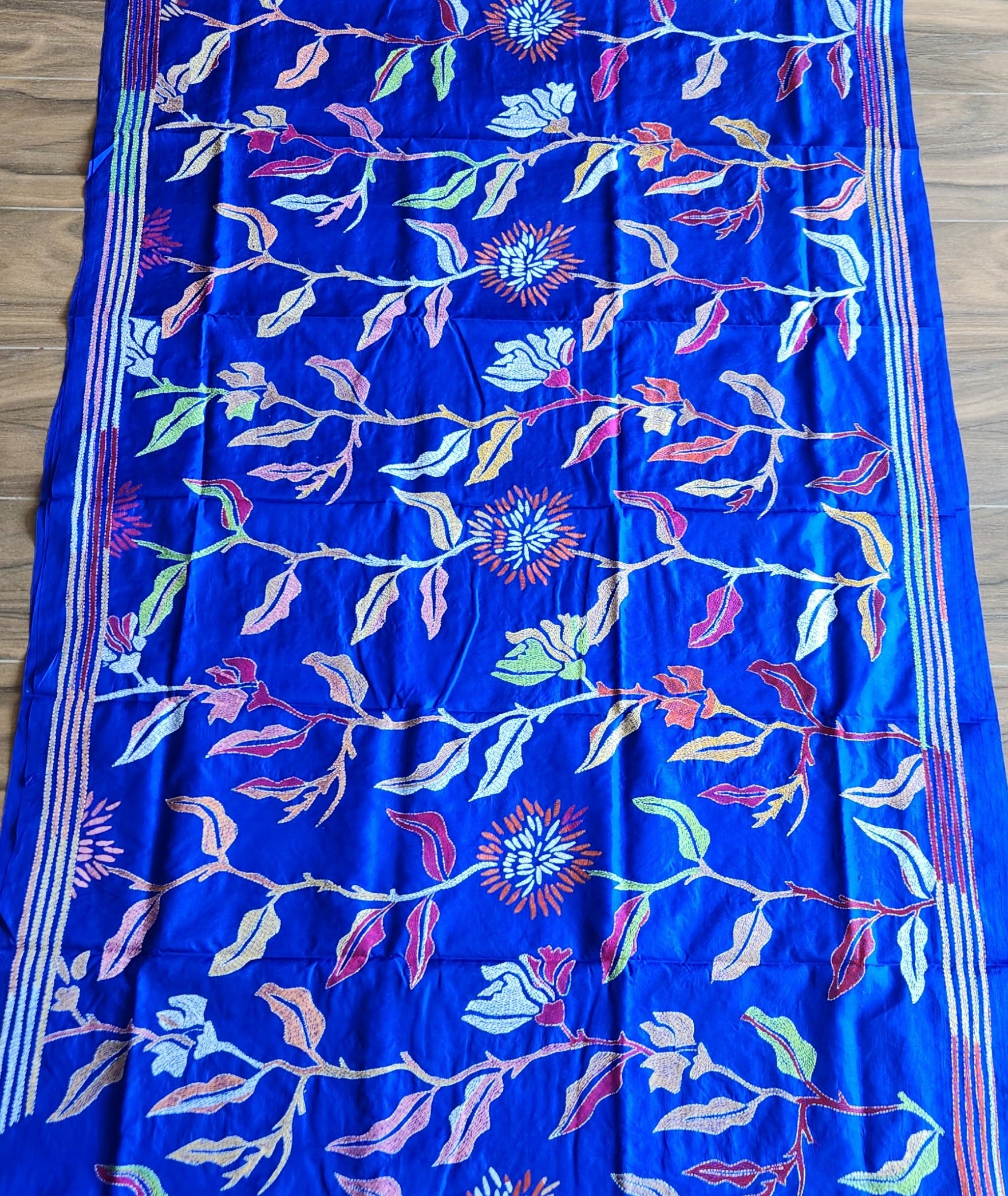 blue saree kantha saree Dandelion saree designer saree silk saree 