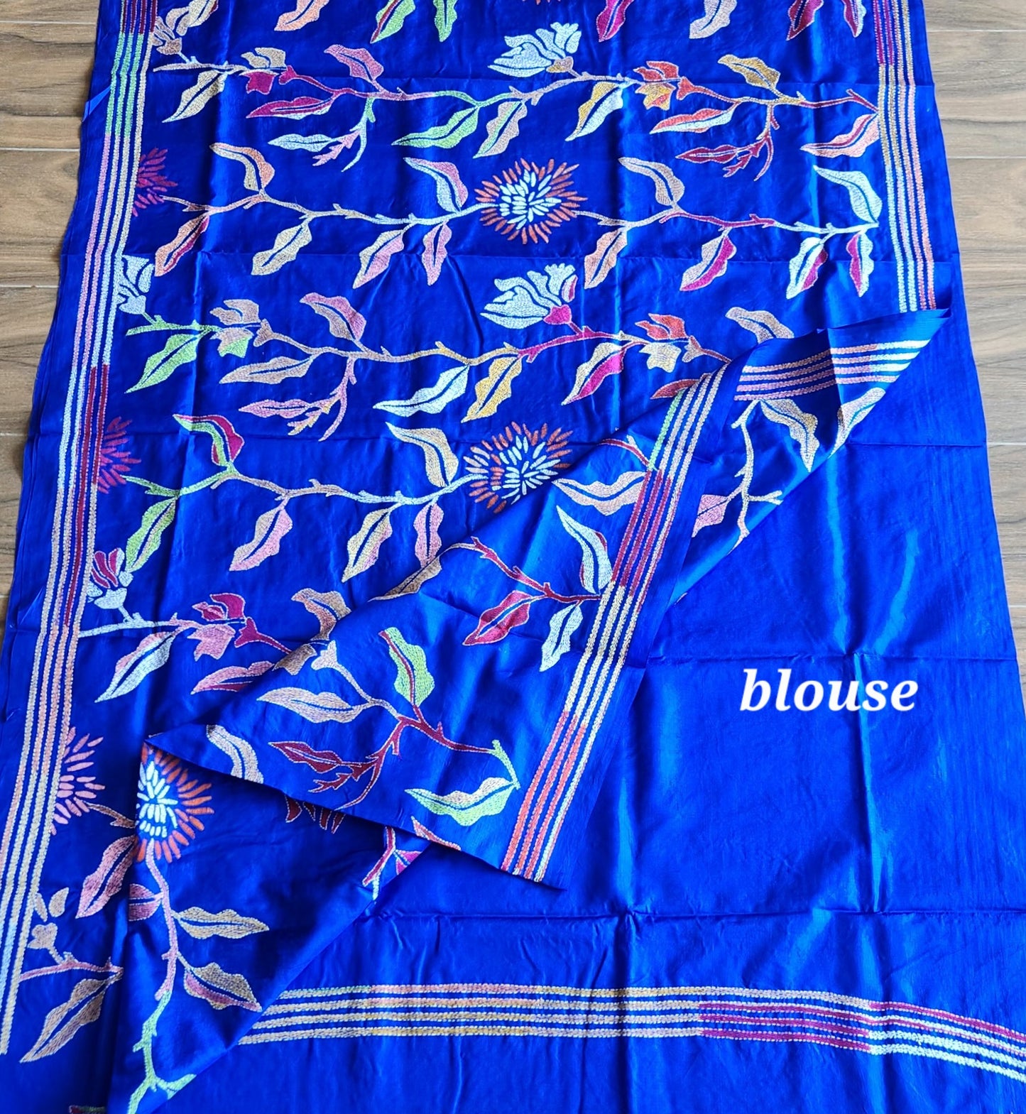 blue saree kantha saree Dandelion saree designer saree silk saree 