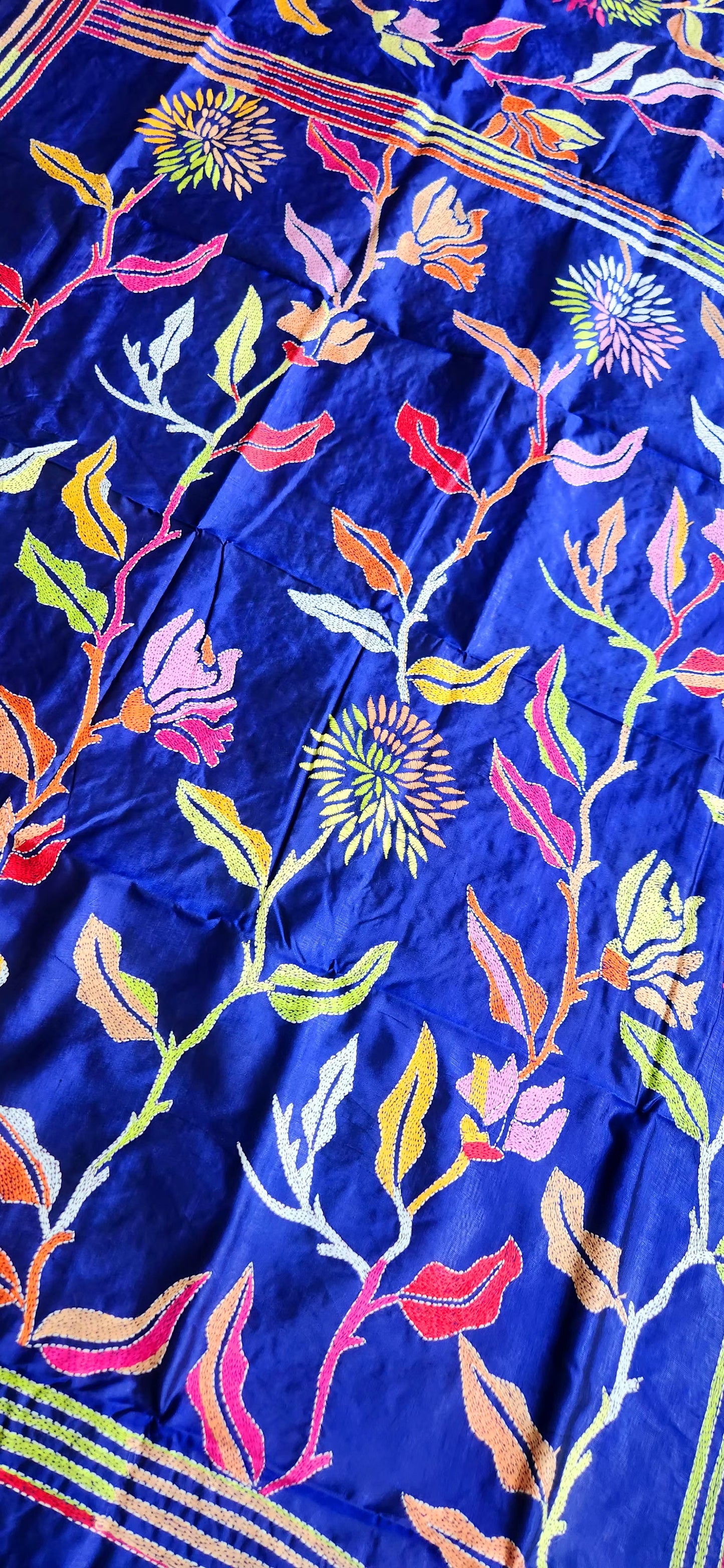 blue saree kantha saree silk saree designer saree shekantha saree handmade sarees