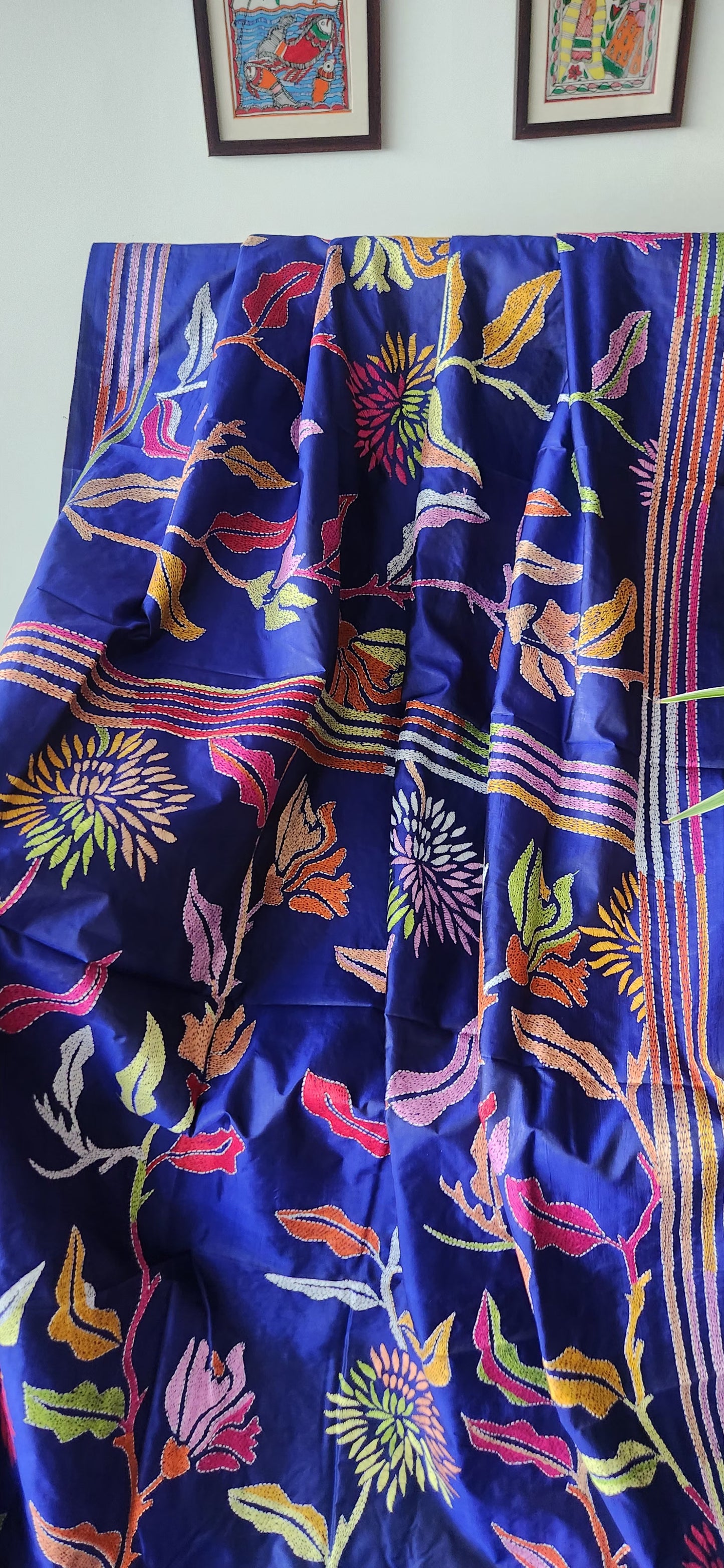 blue saree kantha saree silk saree designer saree shekantha saree handmade sarees