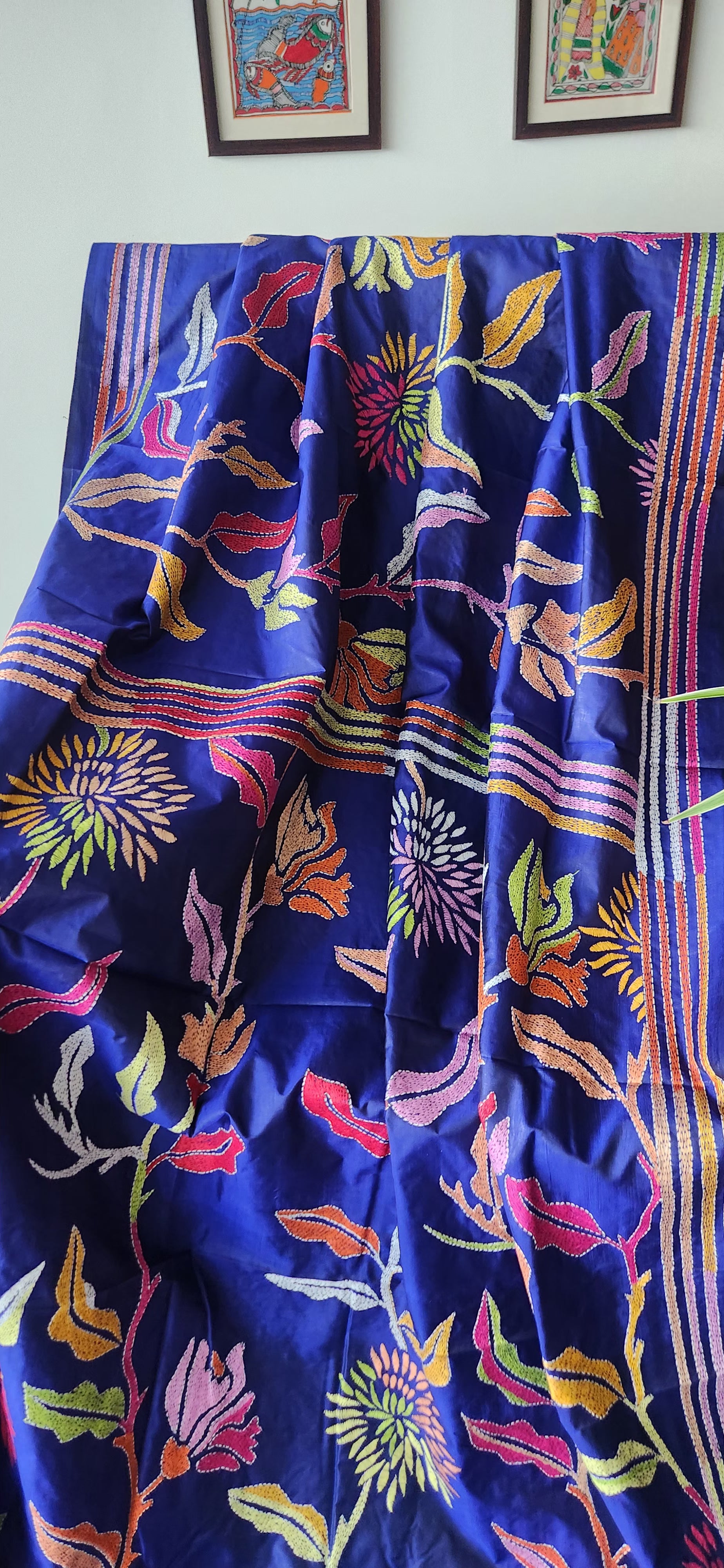 blue saree kantha saree silk saree designer saree shekantha saree handmade sarees