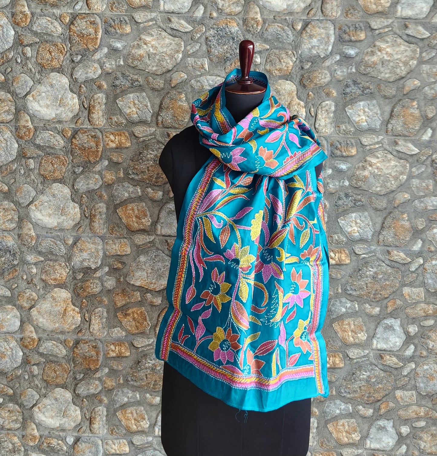 blue stole blue dupatta Indian gifts gifts for her kantha dupatta dupatta for office