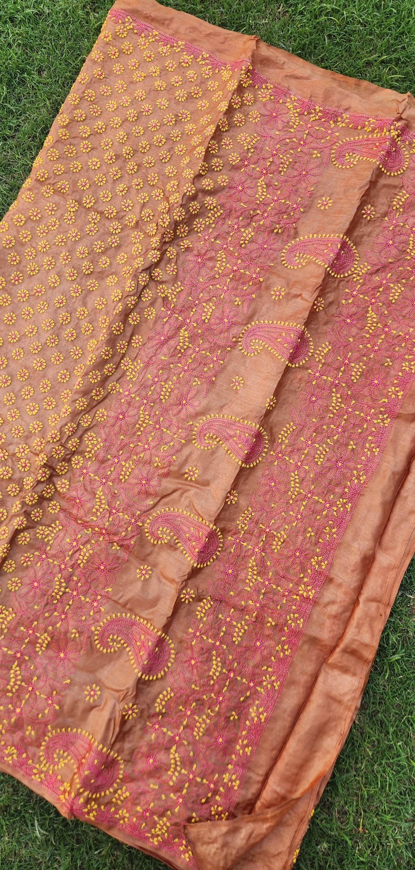 CHIKANKARI TUSSAR SILK SAREE