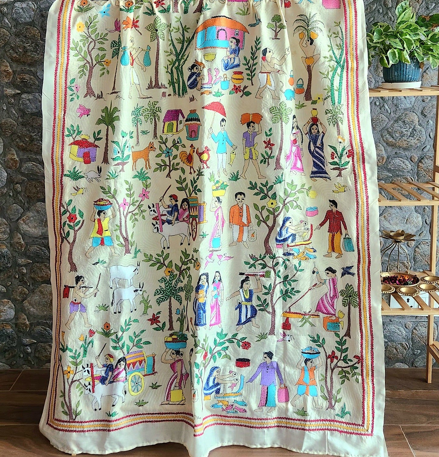 gram kantha_village_kantha_wall_art_kantha_for_wall_hanginf_kantha_dupatta_Indian_gifts