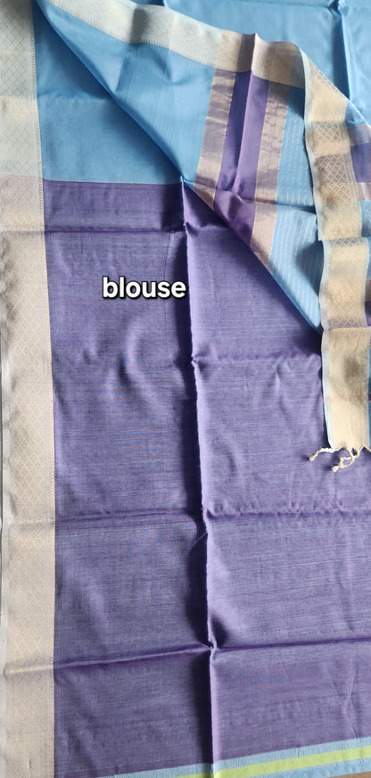 Maheshwari saree blue saree Peacock color saree saree for office saree as wedding returngift