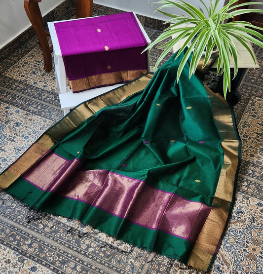 handloom suit set officewear suit dress for gifting green dupatta purple green combination Maheshwari