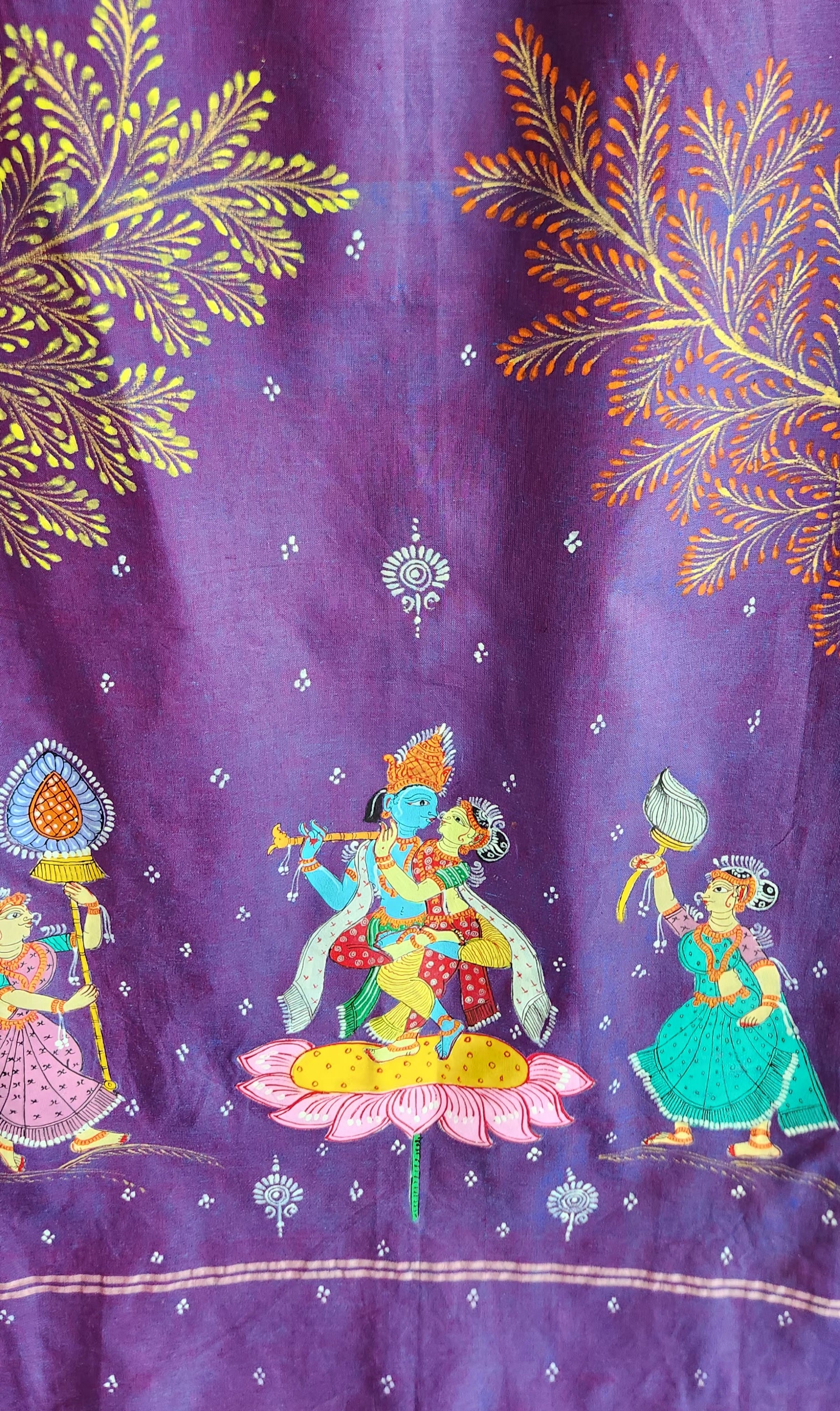 Purple dupatta Pattachitra dupatta cotton dupatta dupatta for officewear Indian gifts handmade dupatta wedding shopping