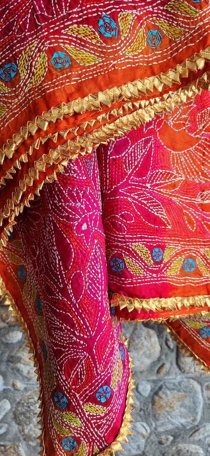 kantha dupatta silk dupatta pink dupatta red dupatta wedding dupatta