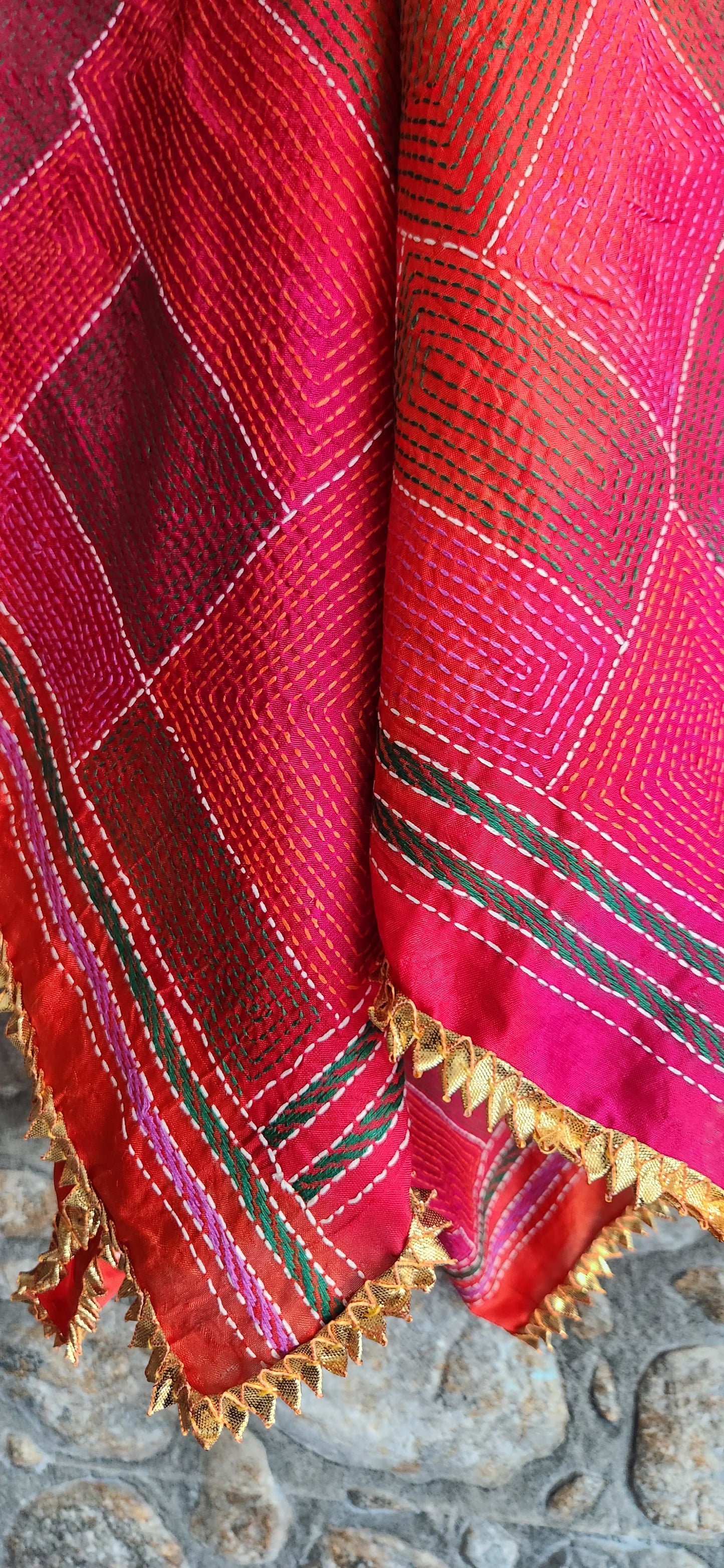 kantha dupatta silk dupatta pink dupatta red dupatta wedding dupatta