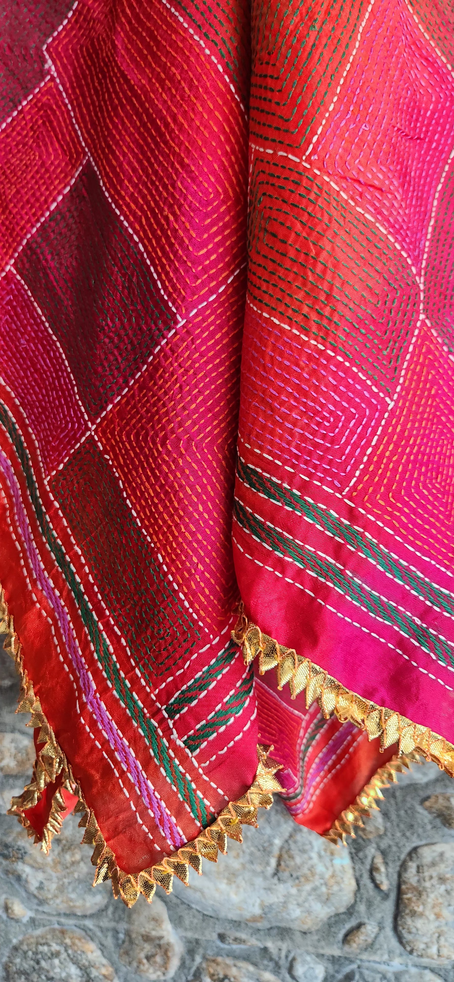 kantha dupatta silk dupatta pink dupatta red dupatta wedding dupatta
