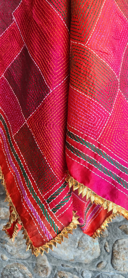 kantha dupatta silk dupatta pink dupatta red dupatta wedding dupatta