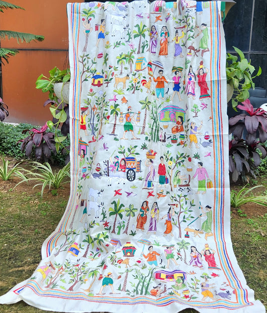 kantha dupatta village kantha designer dupatta wall decor