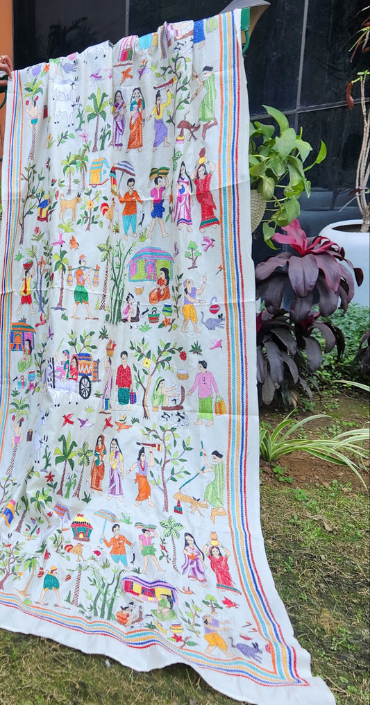 kantha dupatta village kantha designer dupatta wall decor