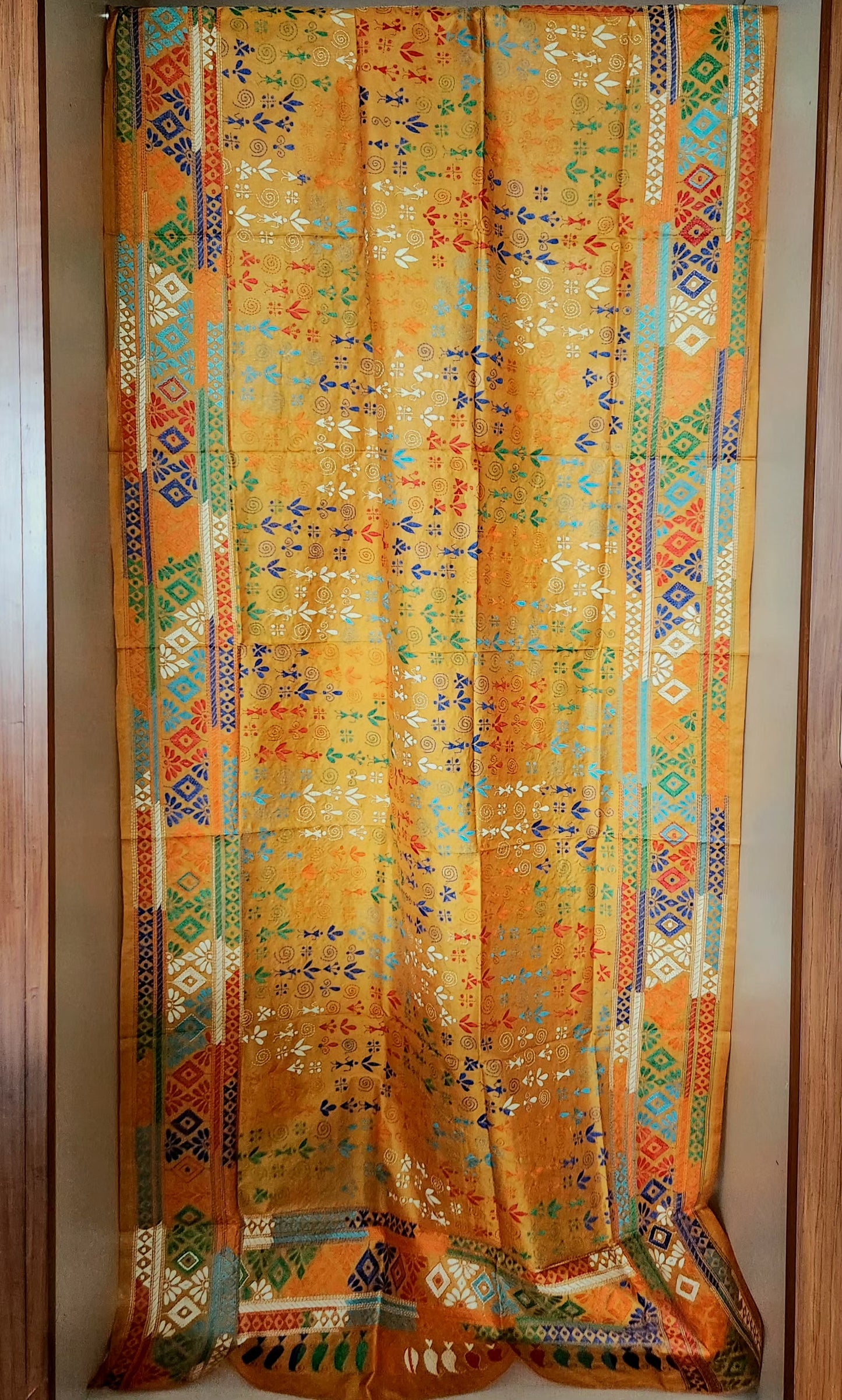 kantha dupatta yellow dupatta mustard dupatta handmade dupatta Indian gifts warli dupatta