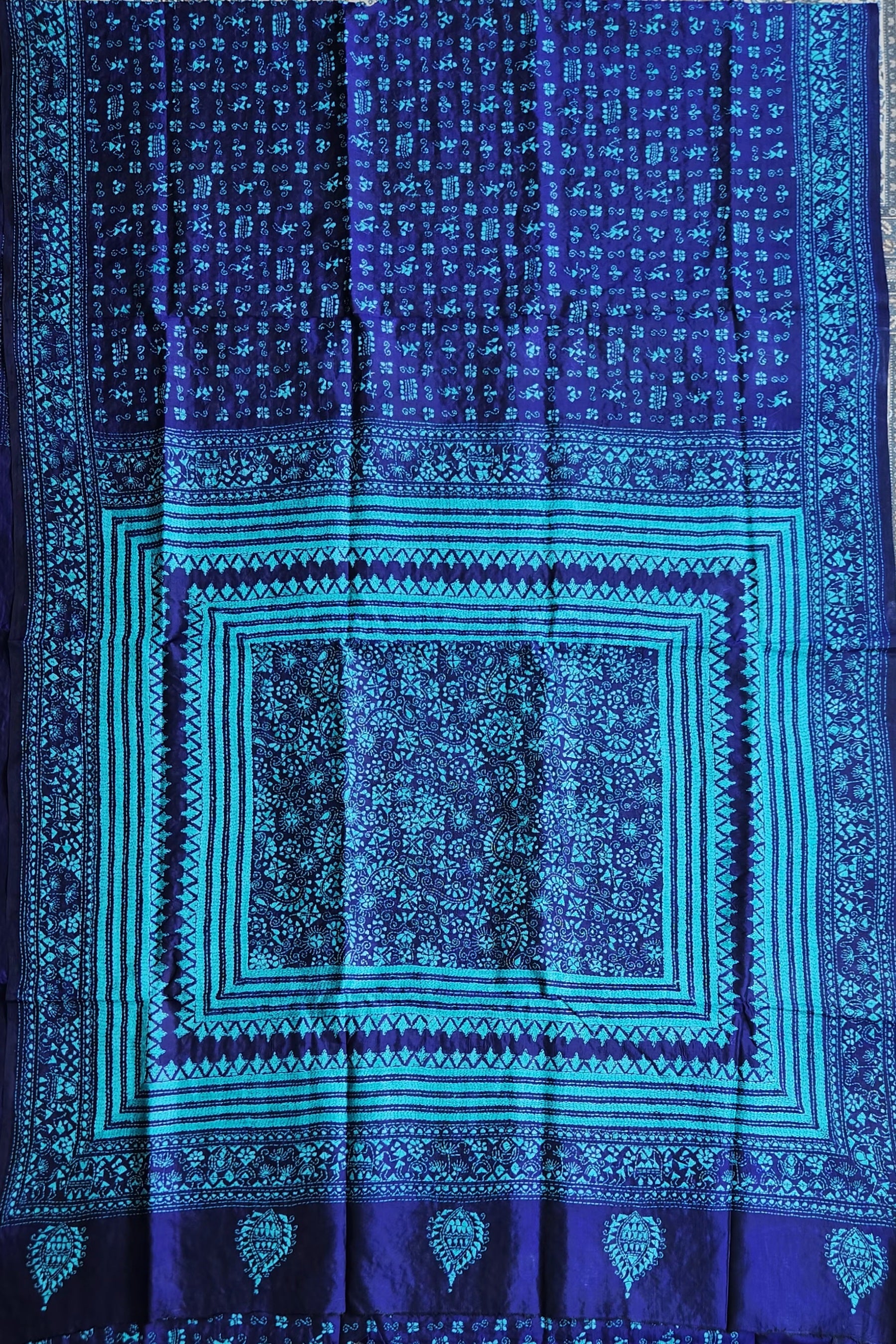kantha saree designer saree anniversary gift sarees Indian handmade saree silk saree Warli saree