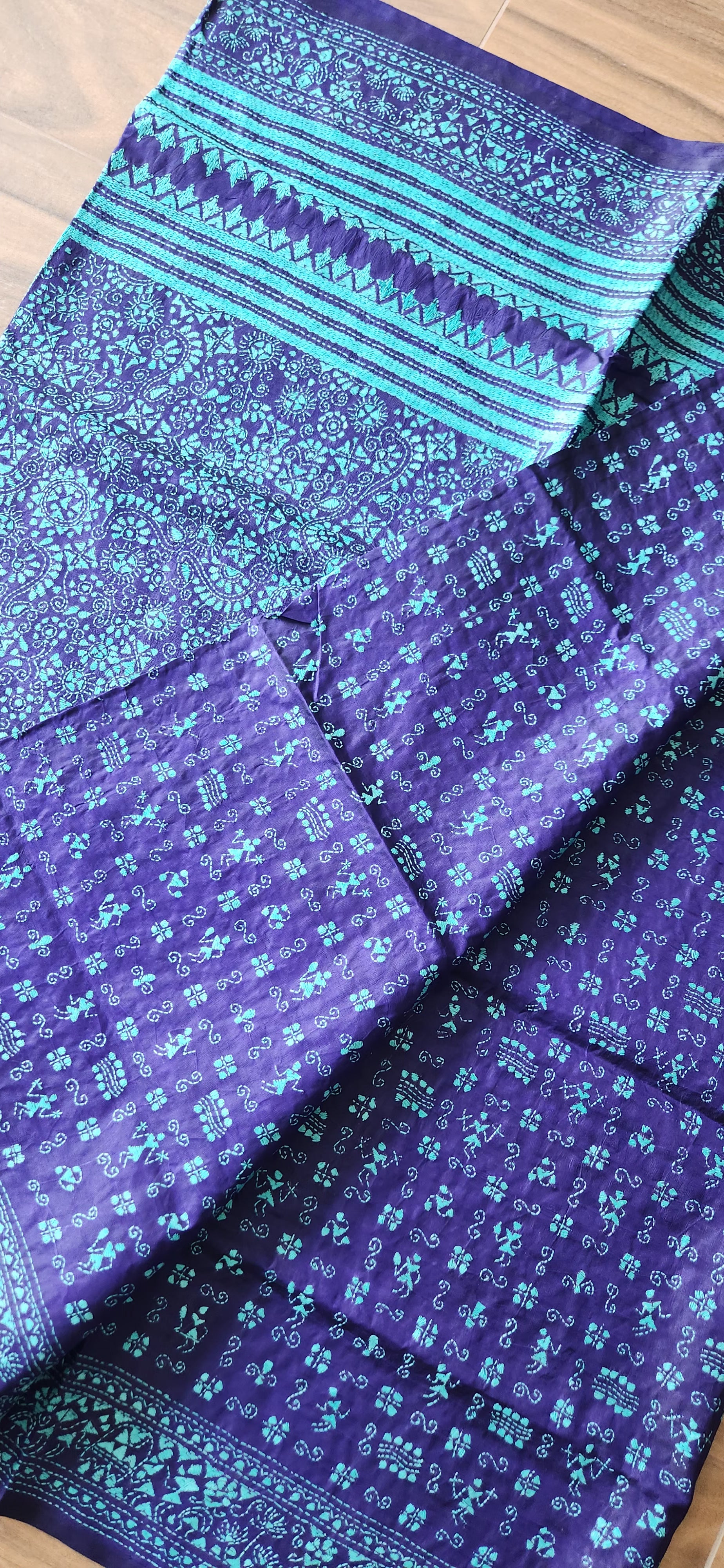 kantha saree designer saree anniversary gift sarees Indian handmade saree silk saree Warli saree