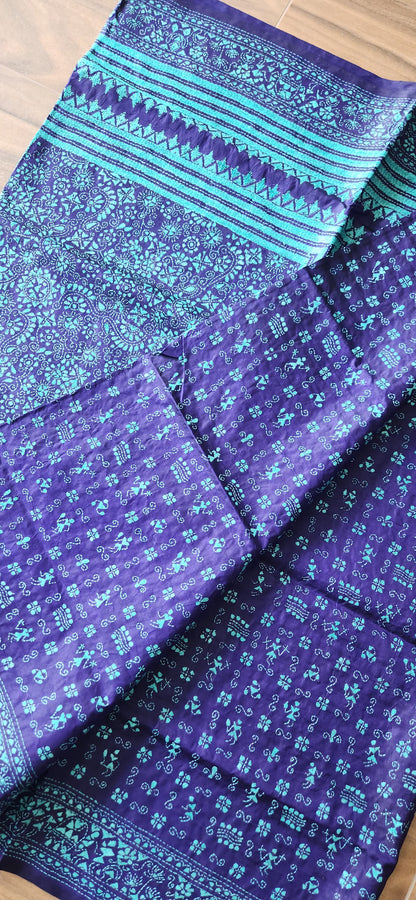 kantha saree designer saree anniversary gift sarees Indian handmade saree silk saree Warli saree