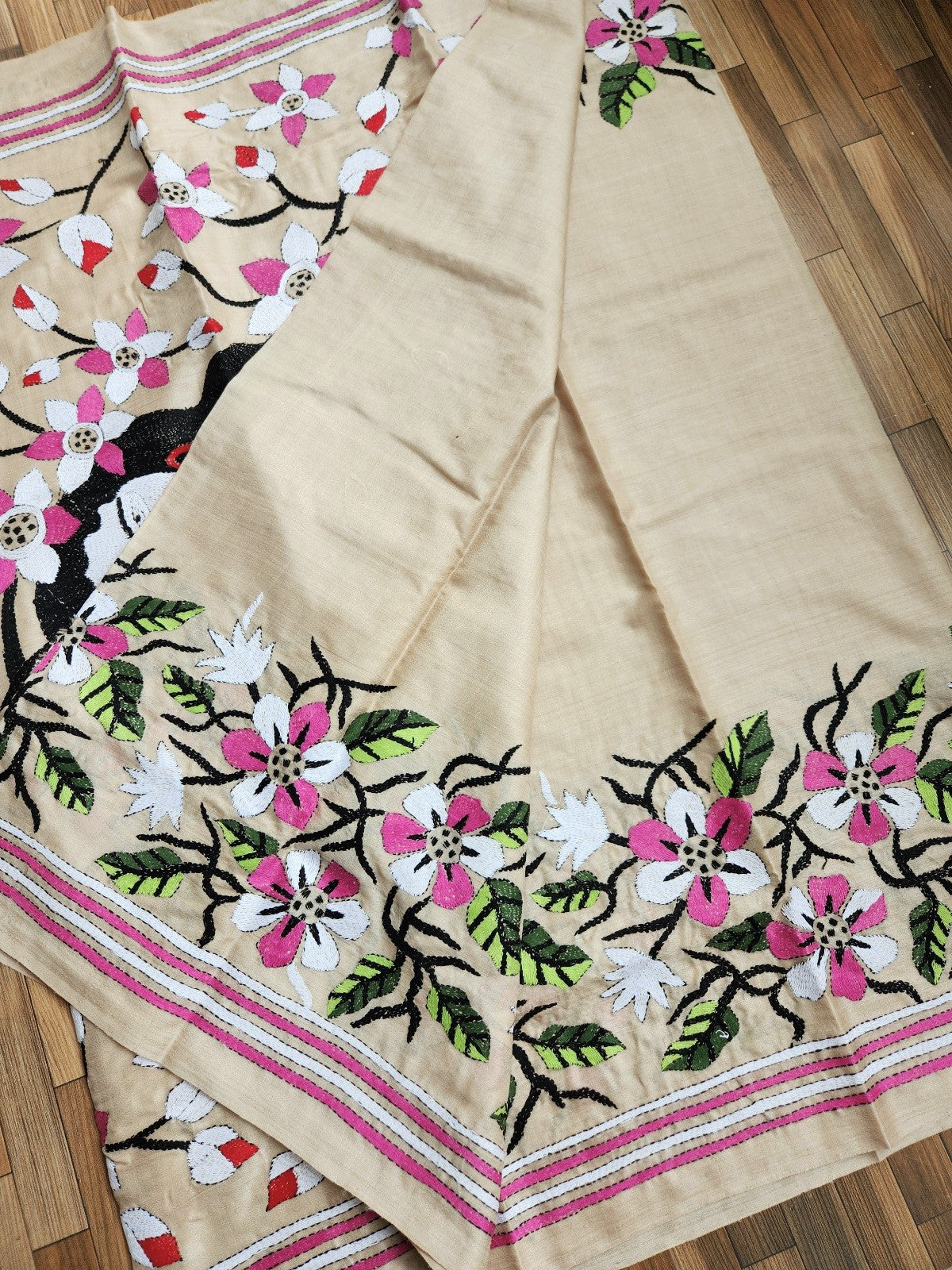 kantha saree shekantha iTokri designer saree saree for gifting pure silk saree handmade saree Indian sarees