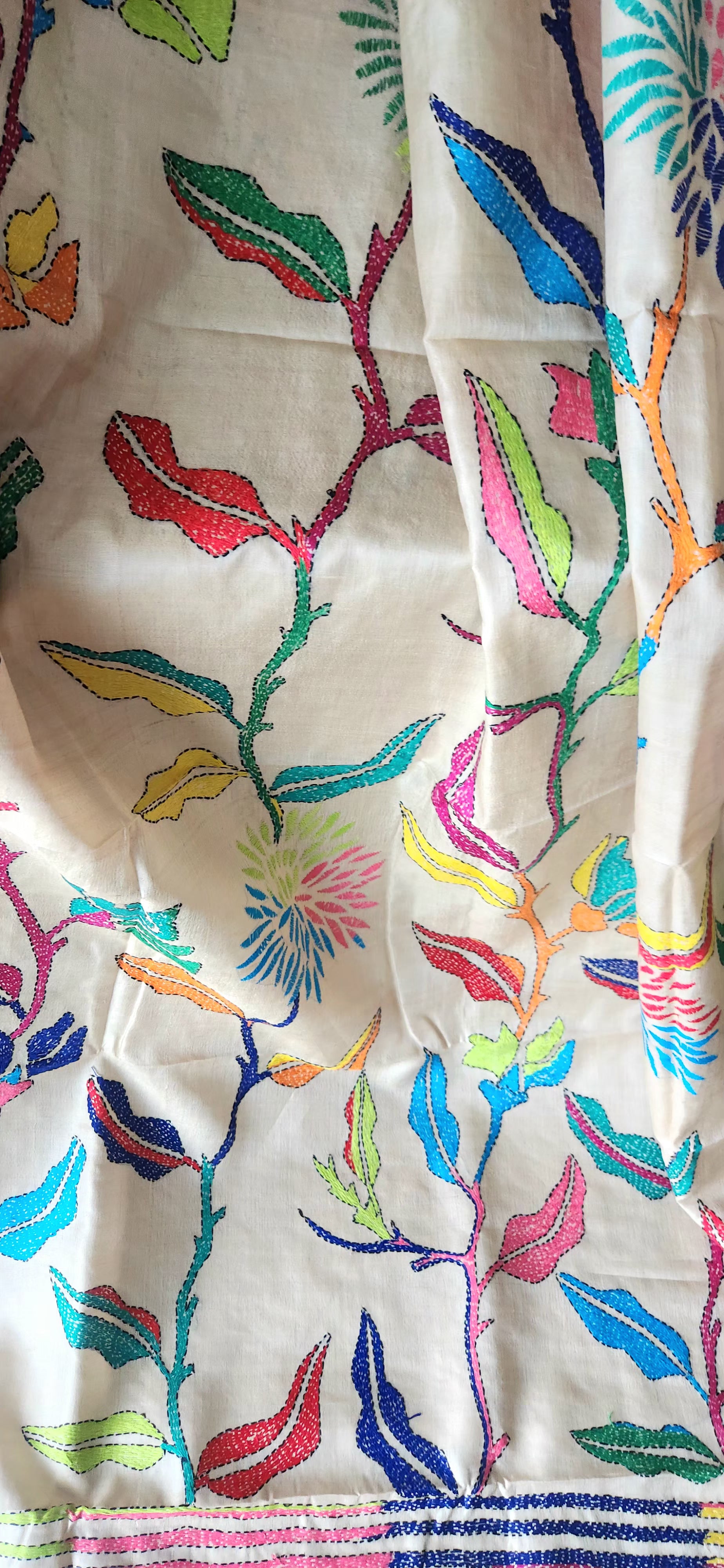 kantha saree handmade saree designer saree unique saree saree for gifting tussar saree Dandelion saree