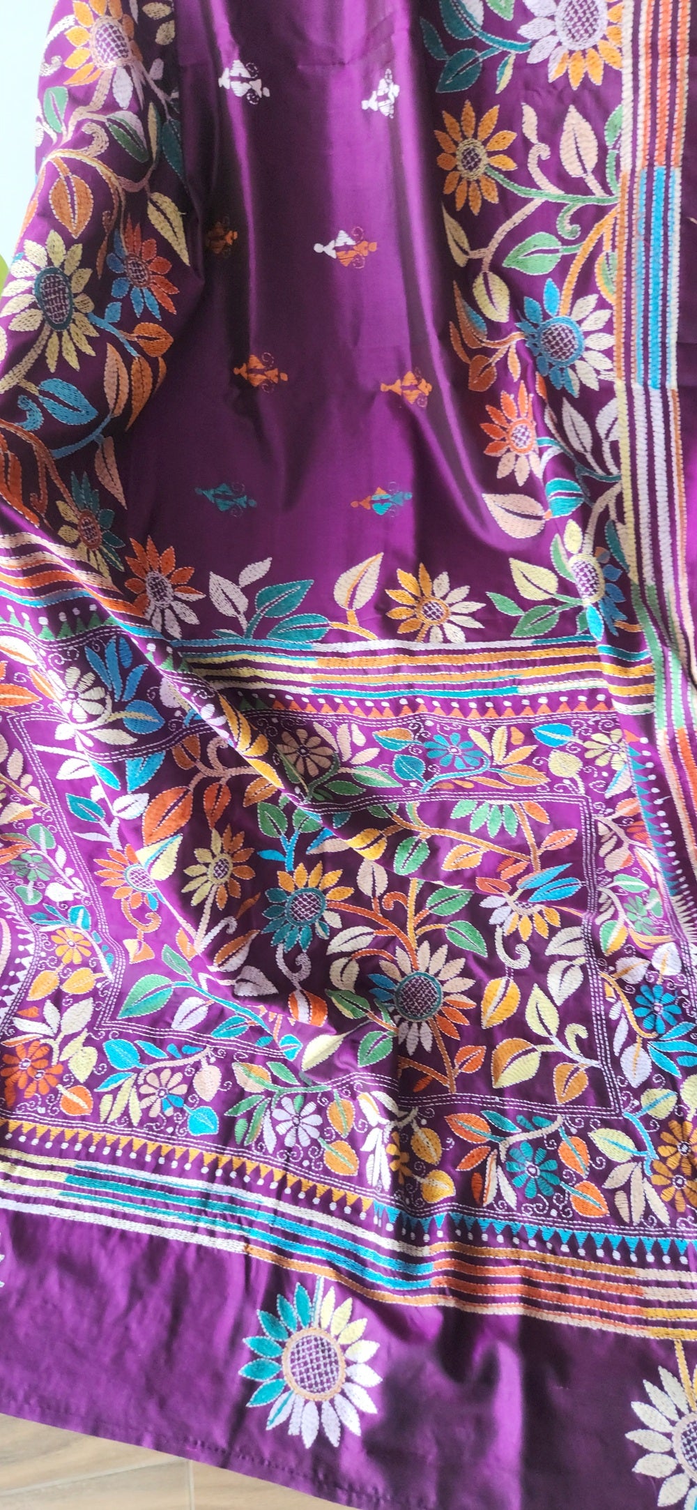 FLORAL KANTHA SAREE