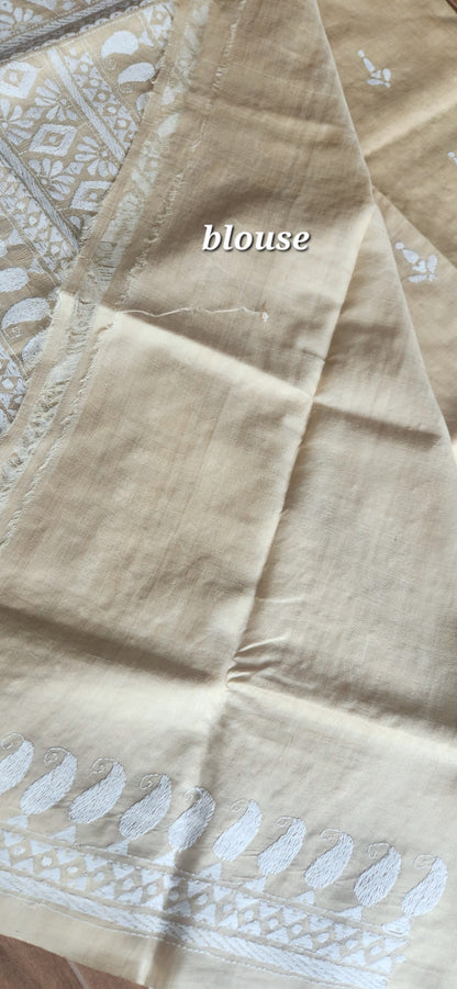 kantha saree tussar saree subtle saree saree for Mom designer saree