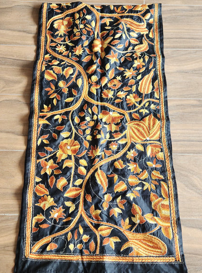 kantha stole black stole shekantha Indian gifts handmade officewear