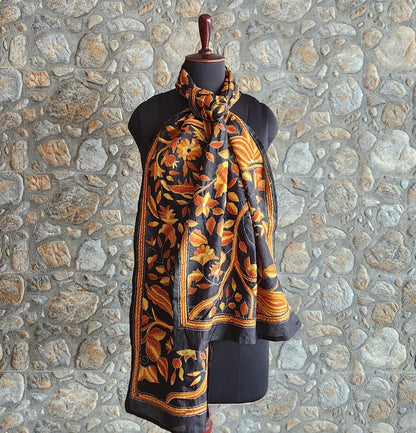 kantha stole black stole shekantha Indian gifts handmade officewear