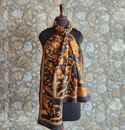 kantha stole black stole shekantha Indian gifts handmade officewear