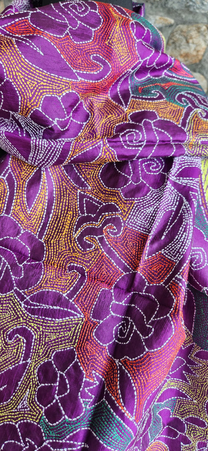 kantha stole kantha dupatta roses purple dupatta Indian gifts