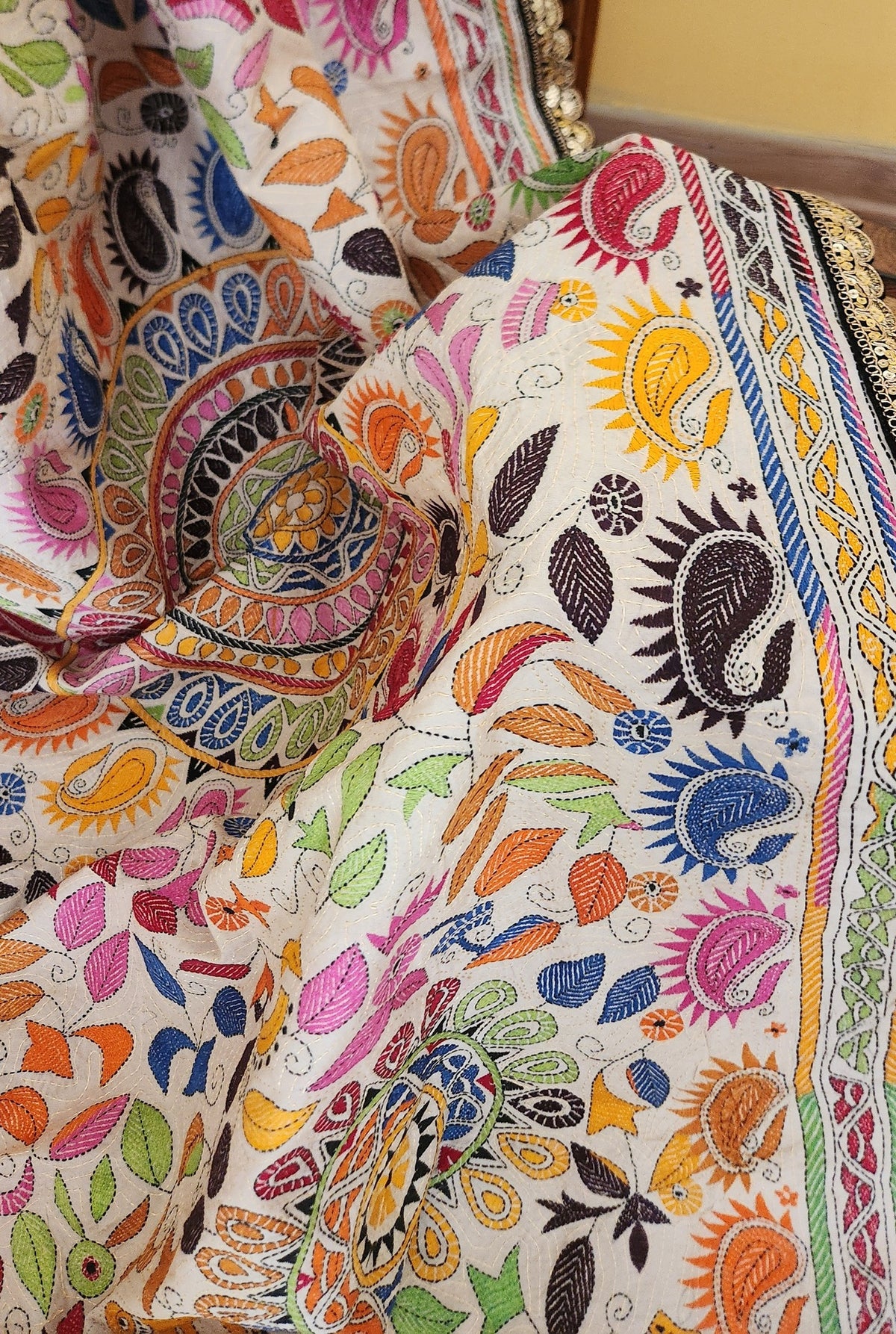 kantha dupatta silk dupatta Pujo shopping handmade dupatta Indian gifts designer dupatta unique dupatta shekantha iTokri