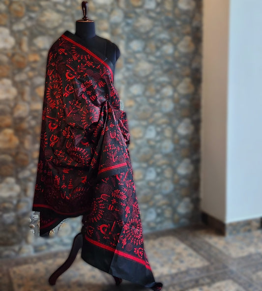 kantha dupatta shekantha black dupatta handmade dupatta Indian gifts
