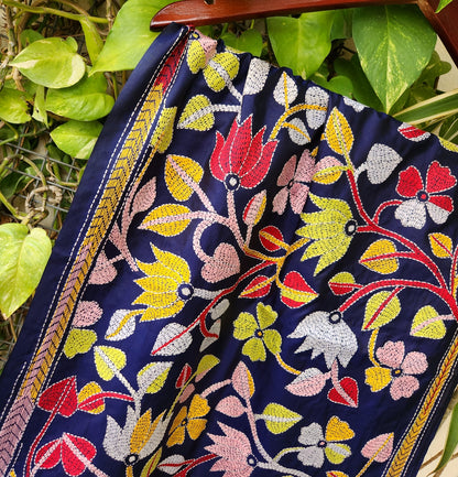 kantha stoles floral Indian gifts corporate gifts handmade slow fashion