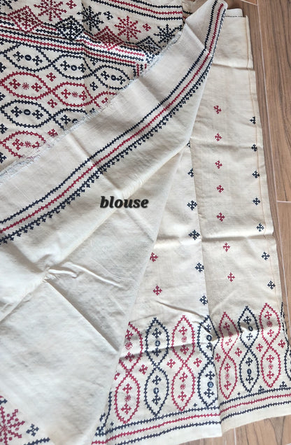 kutchwork saree silk saree offwhite saree saree for MOm saree for gifting handmade 