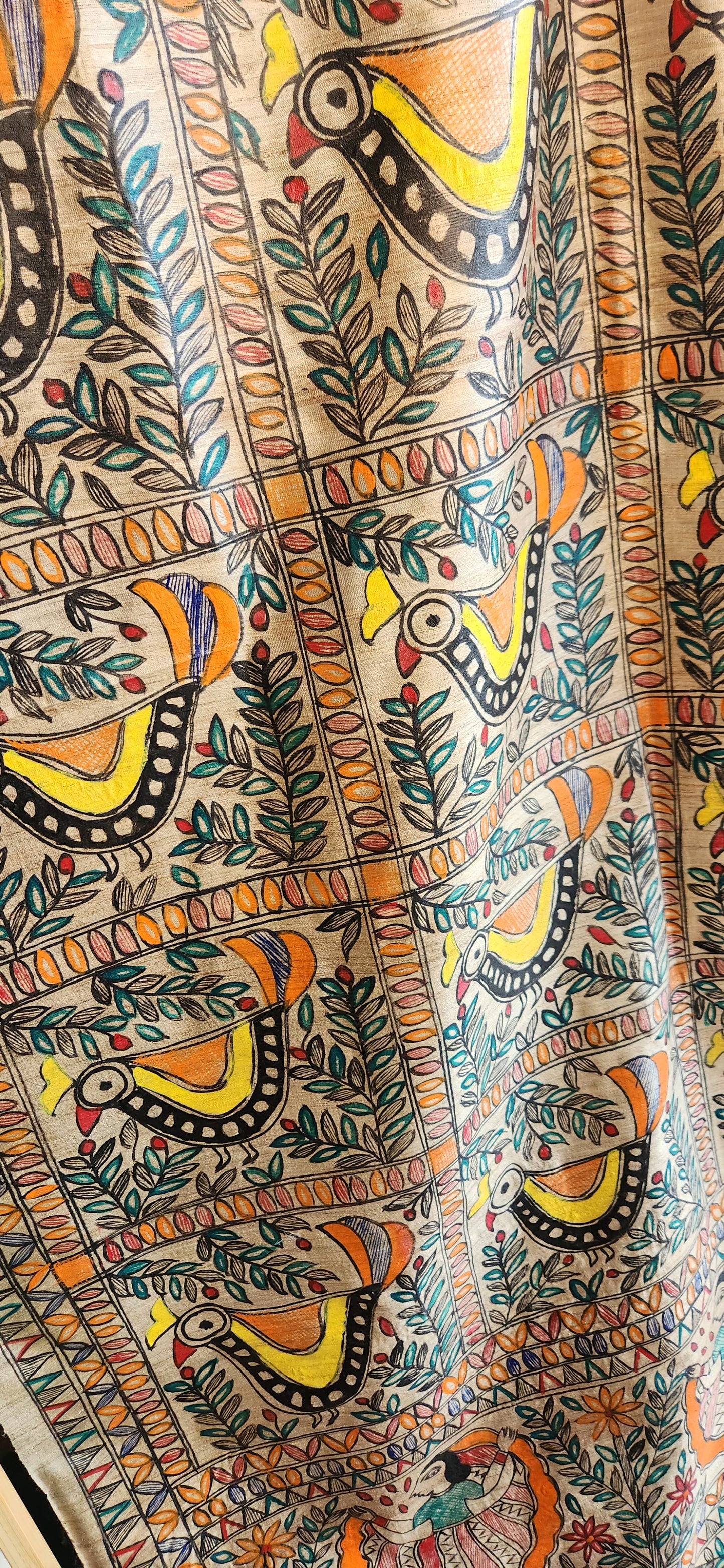 madhubani dupatta silk dupatta birds dupatta handmade dupatta Indian gifts iTokri