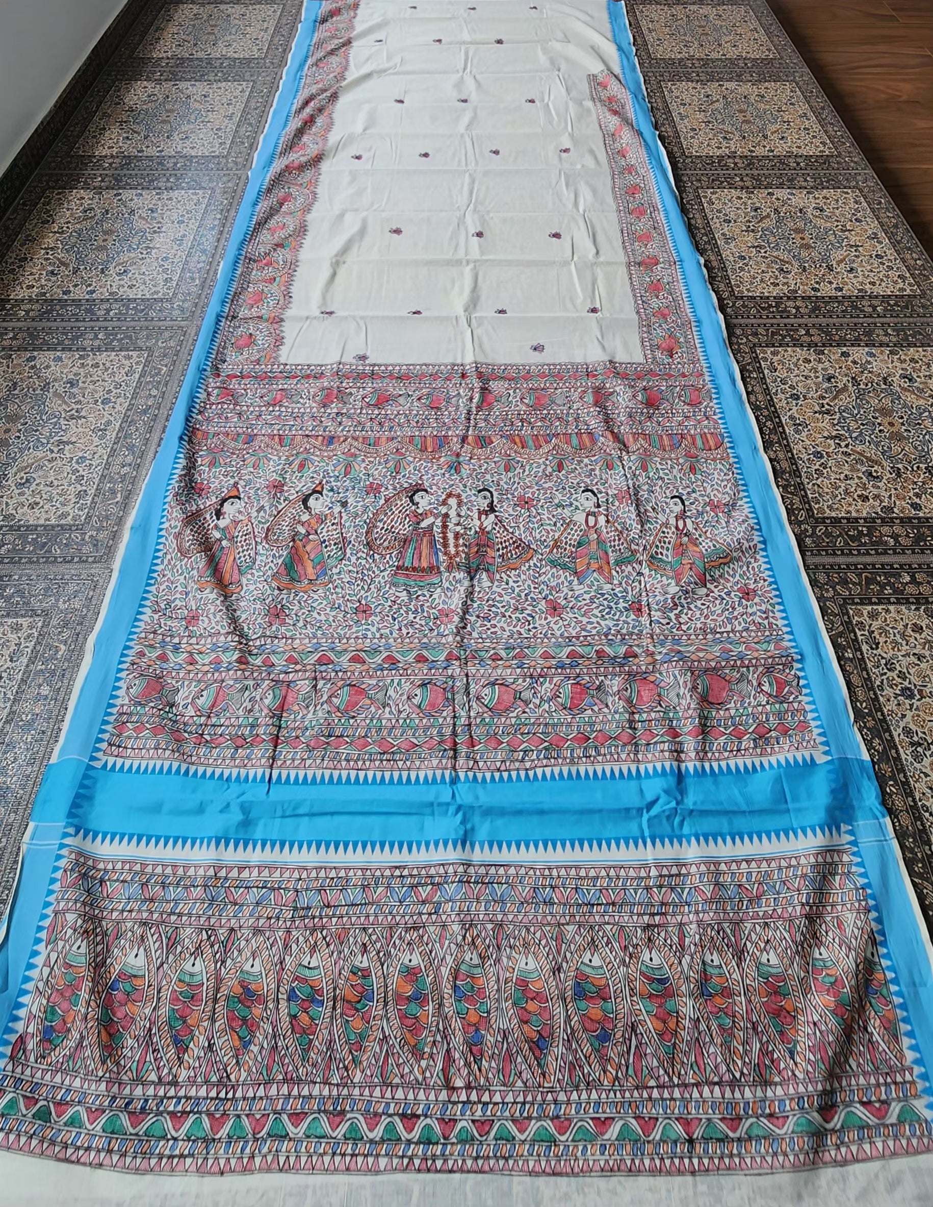 Madhubani saree Keral kasavu saree saree for Onam Geetanjali boutique handmade saree saree for mom cotton saree