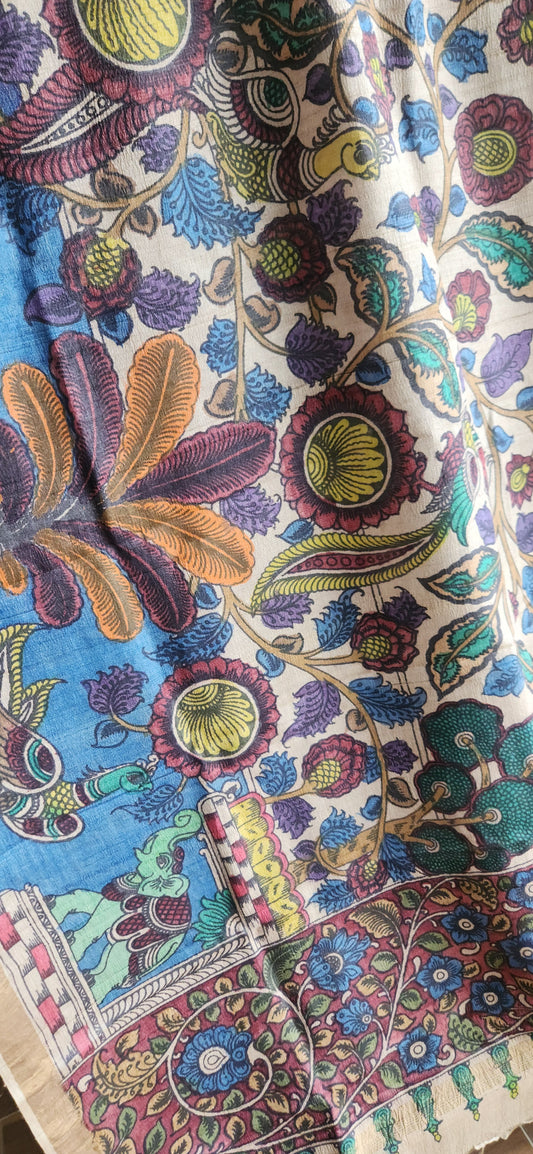 pen kalamkari dupatta silk dupatta tussar dupatta colorful dupatta