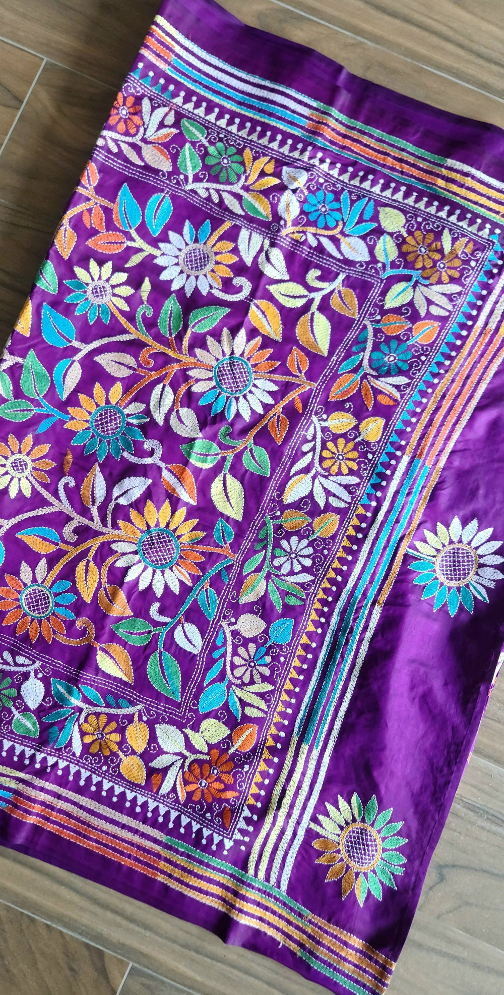 FLORAL KANTHA SAREE