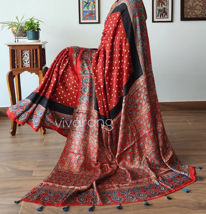 AJRAKH BANDHANI SILK SAREE
