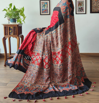 AJRAKH BANDHANI SILK SAREE