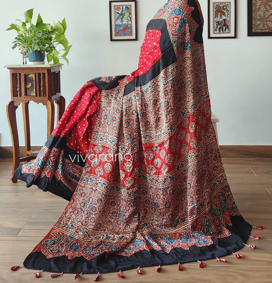 AJRAKH BANDHANI SILK SAREE