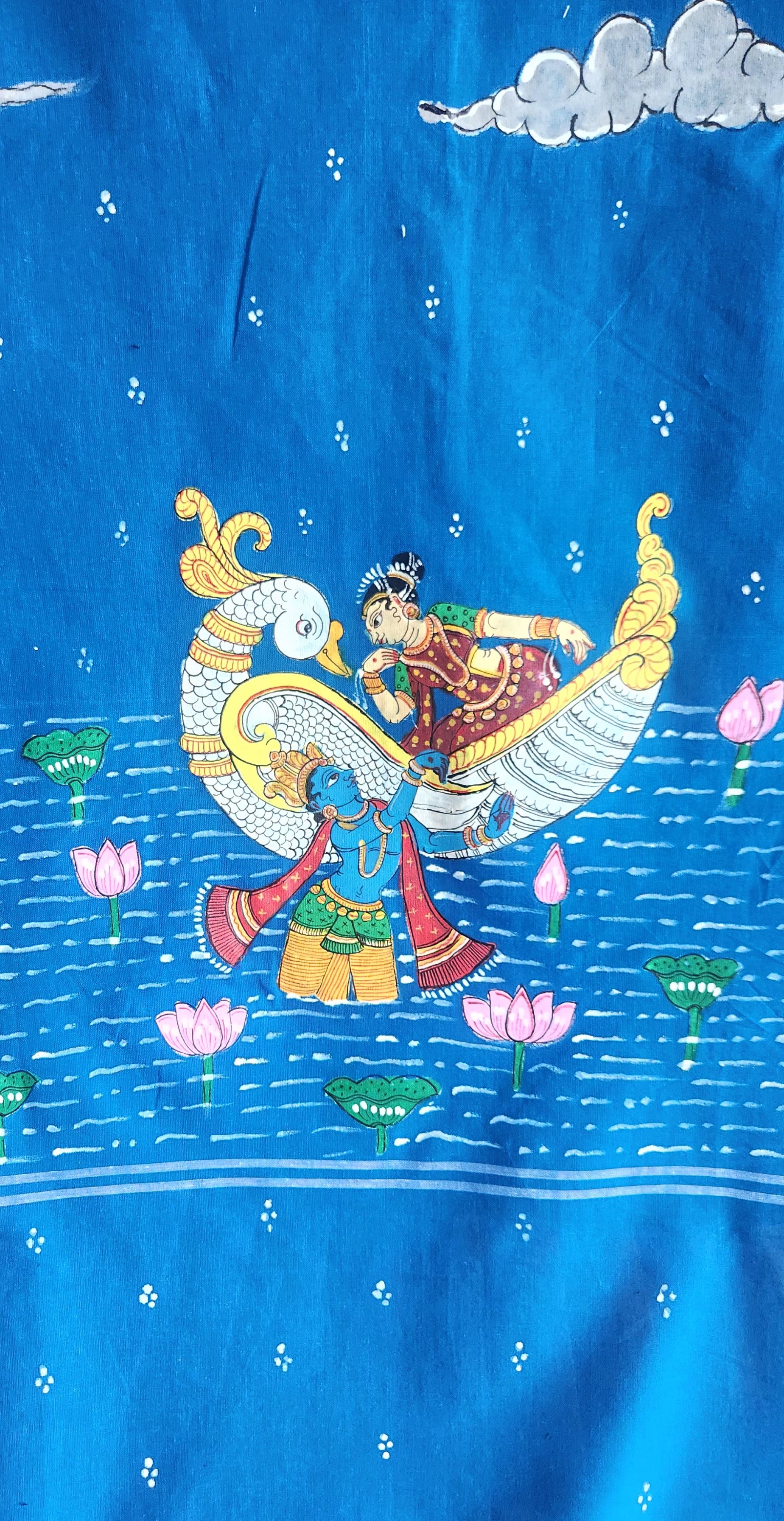 Blue_dupatta_Pattachitra_dupatta_cotton_dupatta dupatta for officewear Indian gifts handmade dupatta wedding shopping