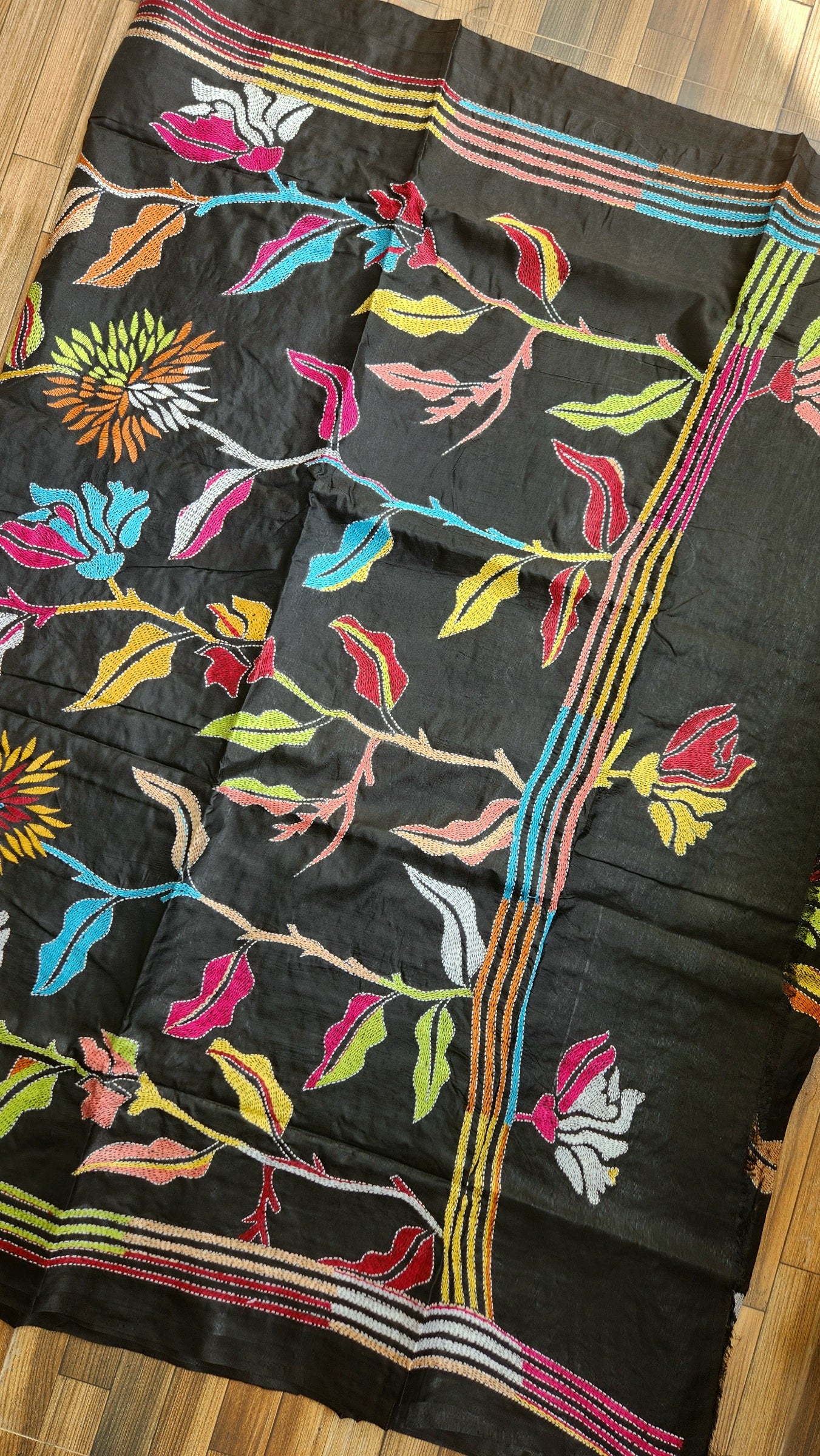 traditional kantha saree kantha saree Kolkata black saree designer saree