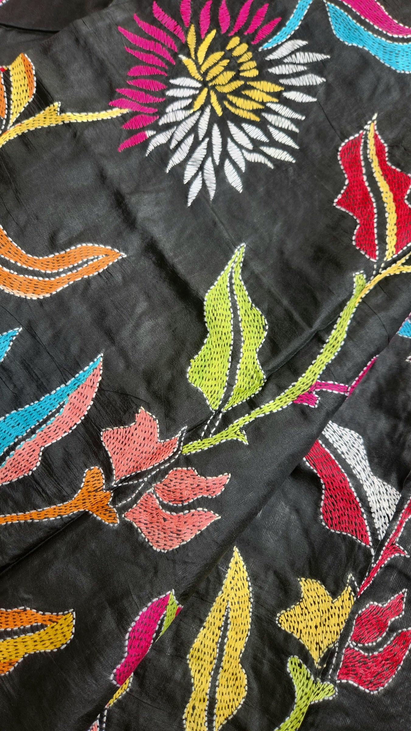 traditional kantha saree kantha saree Kolkata black saree designer saree