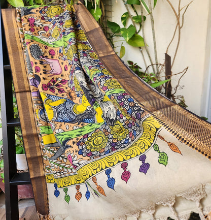 pen kalamkari silk village dupatta