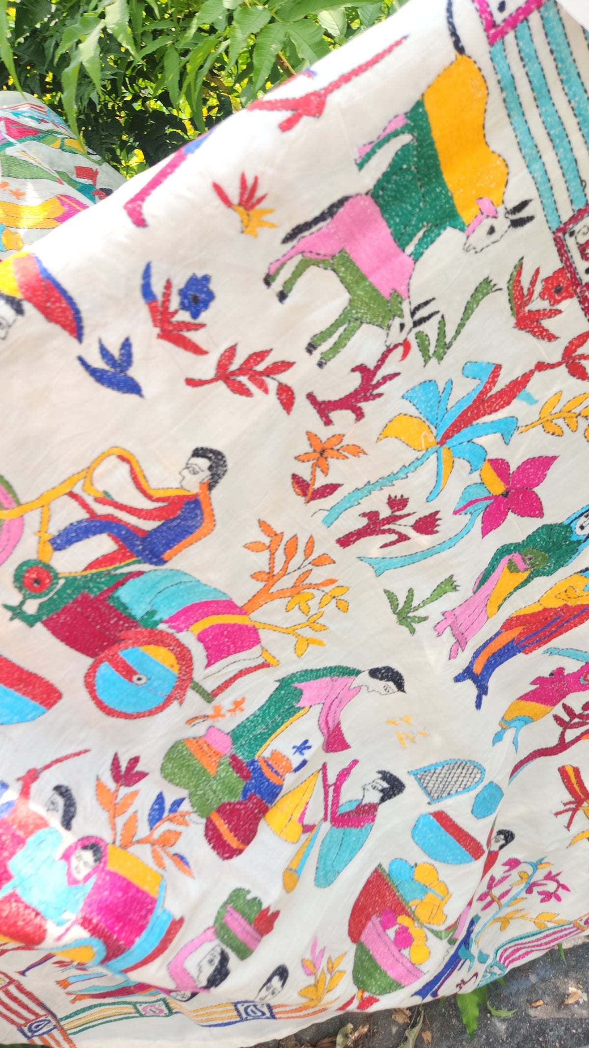 village kantha kantha dupatta handmade dupatta unique dupatta Indian gifts wall decor shekantha itokri
