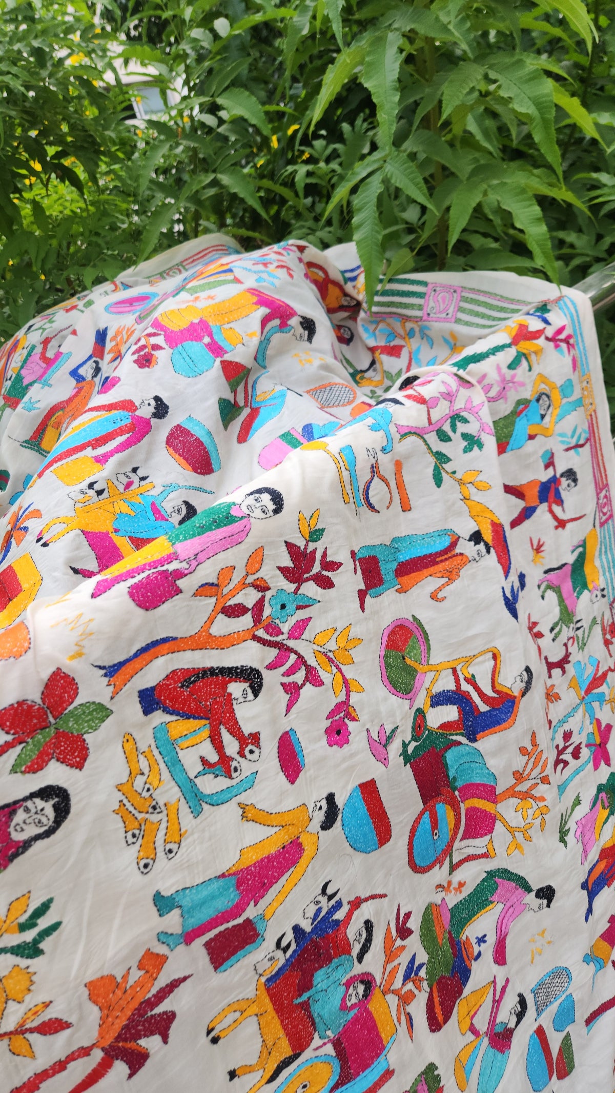 village kantha kantha dupatta handmade dupatta unique dupatta Indian gifts wall decor shekantha itokri
